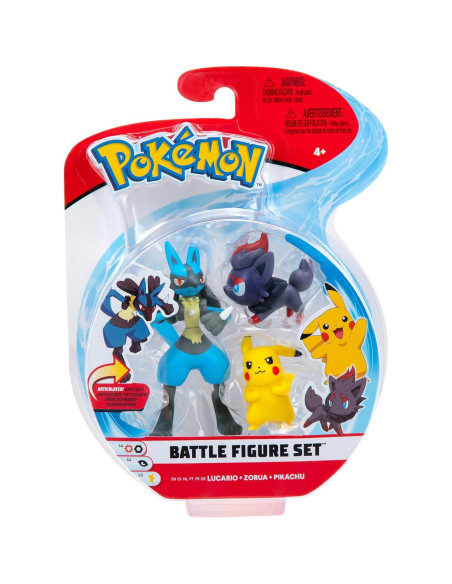 Conjunto Figuras Batalla Pokémon - Pikachu, Zorua y Lucario