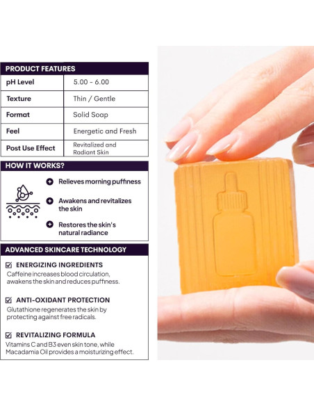 Barra de Limpieza Energizante pH Lab Wake Up 50g con Cafeína