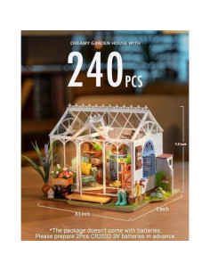 Kit Casa Miniatura DIY Rolife Invernadero Jardín 27.4x21.1cm 2
