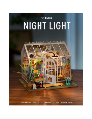 Kit Casa Miniatura DIY Rolife Invernadero Jardín 27.4x21.1cm