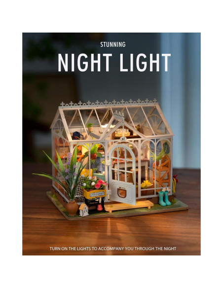 Kit Casa Miniatura DIY Rolife Invernadero Jardín 27.4x21.1cm