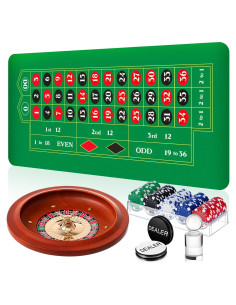 Juego de Ruleta Lunmon con Tapete y 100 Fichas