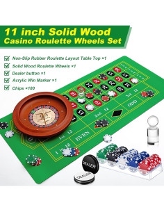 Juego de Ruleta Lunmon con Tapete y 100 Fichas 2