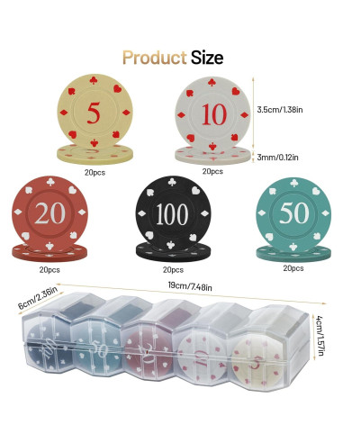 Fichas de Póker ComeWay 100 Piezas con Caja de Almacenamiento
