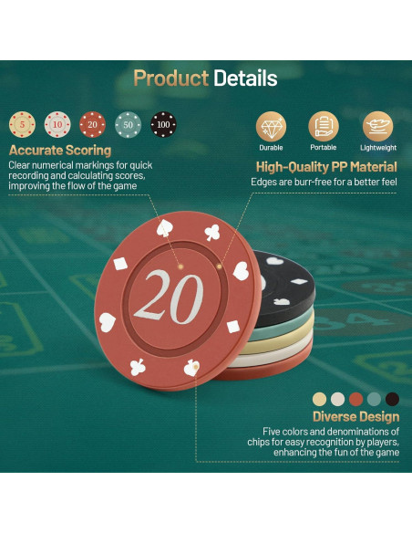 Fichas de Póker ComeWay 100 Piezas con Caja de Almacenamiento