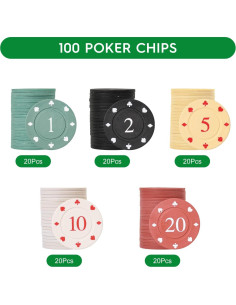 Fichas de Póker WAONIQ 100 Piezas 3.5 cm Colores Variados 2