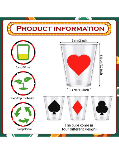 Vasos de Chupito Zubebe 36 Pcs 60 ml para Fiesta de Casino
