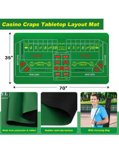 Juego de Mesa de Craps Leyndo con Tapete y Dados de Casino 2