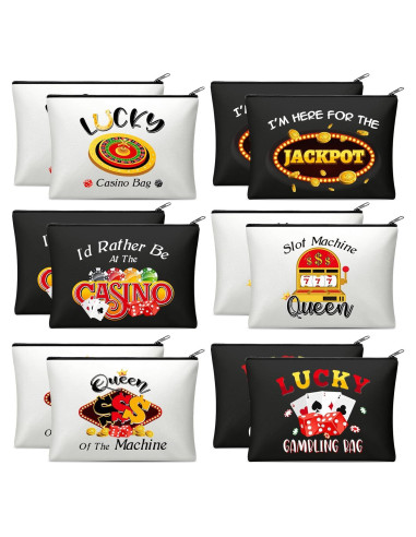 Reginary 12 Bolsas de Maquillaje Estilo Casino Coloridas