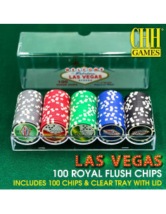 100 Fichas de Póker Las Vegas en Bandeja Plástica Transparente 2