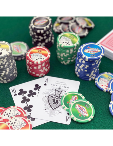 100 Fichas de Póker Las Vegas en Bandeja Plástica Transparente