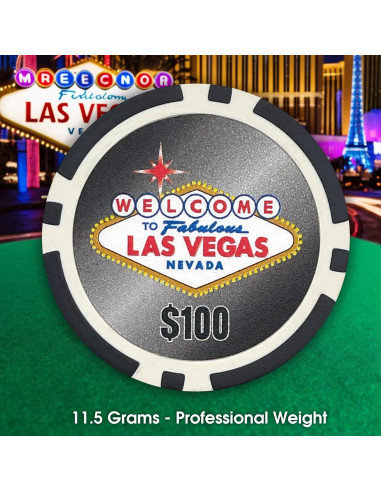 100 Fichas de Póker Las Vegas en Bandeja Plástica Transparente