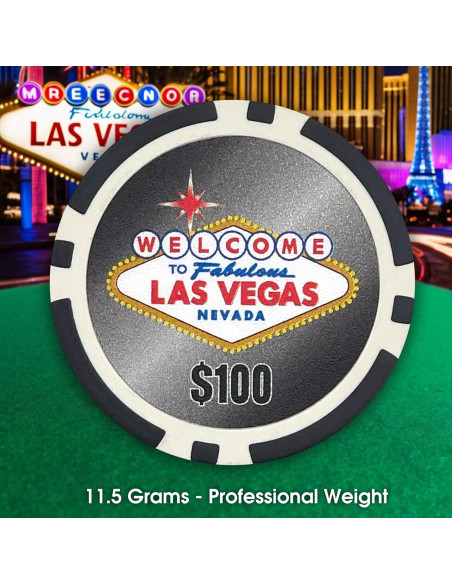 100 Fichas de Póker Las Vegas en Bandeja Plástica Transparente