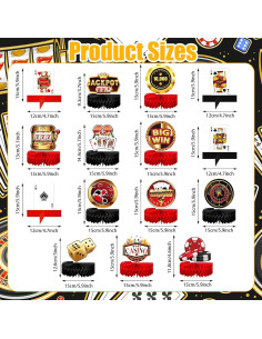16 Pcs Decoraciones de Fiesta Casino Sinmoe - Centros Mesa 3D 2