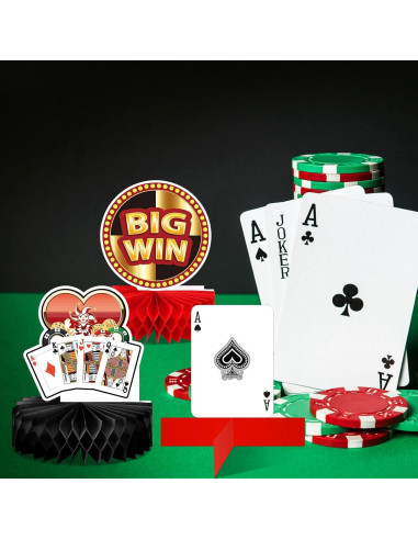 16 Pcs Decoraciones de Fiesta Casino Sinmoe - Centros Mesa 3D