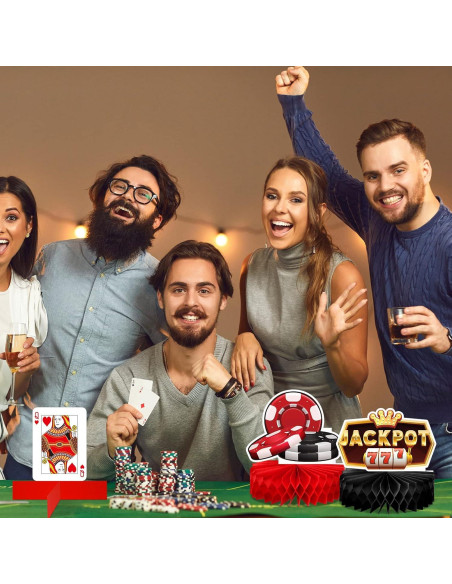 16 Pcs Decoraciones de Fiesta Casino Sinmoe - Centros Mesa 3D