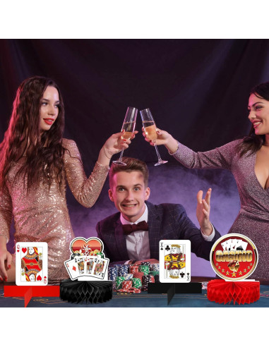 16 Pcs Decoraciones de Fiesta Casino Sinmoe - Centros Mesa 3D