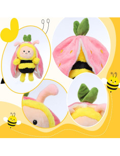 MIAODAM Juguete de Peluche Abeja Fresa 30 cm Suave 2