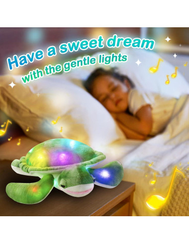 Tortuga de Peluche Brillante Guardias Brillantes 35.5 cm Luz Musical