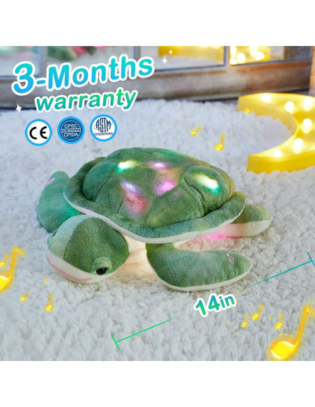 Tortuga de Peluche Brillante Guardias Brillantes 35.5 cm Luz Musical