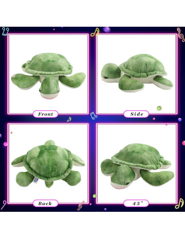 Tortuga de Peluche Brillante Guardias Brillantes 35.5 cm Luz Musical