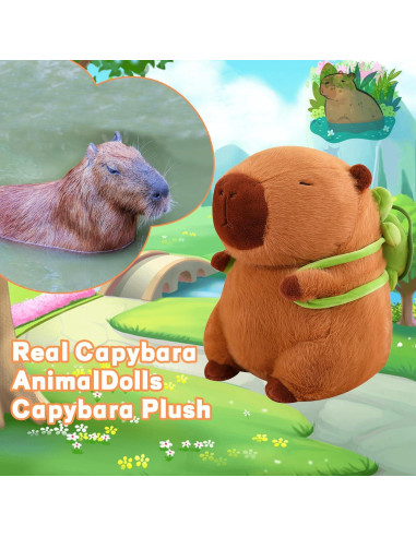 Emoin Peluche Capybara 23 cm con Mochila Tortuga Suave