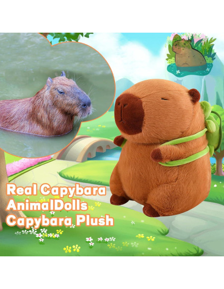 Emoin Peluche Capybara 23 cm con Mochila Tortuga Suave