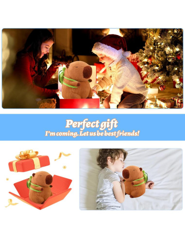 Emoin Peluche Capybara 23 cm con Mochila Tortuga Suave