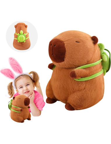 Emoin Peluche Capybara 23 cm con Mochila Tortuga Suave