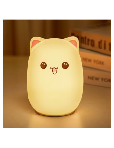 Luz Nocturna Gatito Minetom 7 Colores Recargable