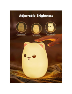 Luz Nocturna Gatito Minetom 7 Colores Recargable 2