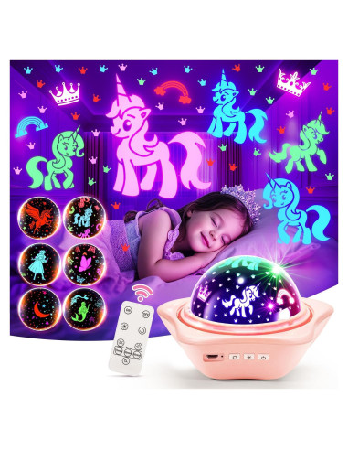 Luz Nocturna Proyector PIKOY Rosa 90 Modos Regulable Recargable