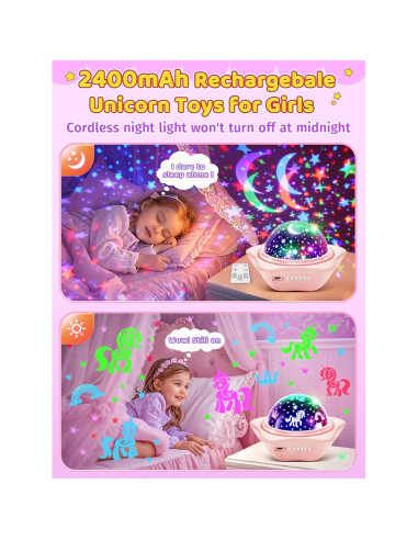 Luz Nocturna Proyector PIKOY Rosa 90 Modos Regulable Recargable