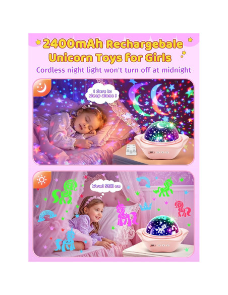 Luz Nocturna Proyector PIKOY Rosa 90 Modos Regulable Recargable