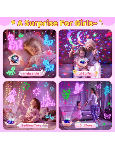 Luz Nocturna Proyector PIKOY Rosa 90 Modos Regulable Recargable