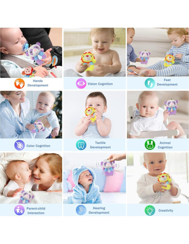 Sonajeros de Calcetines para Bebés Taoyi 2 Piezas Animales