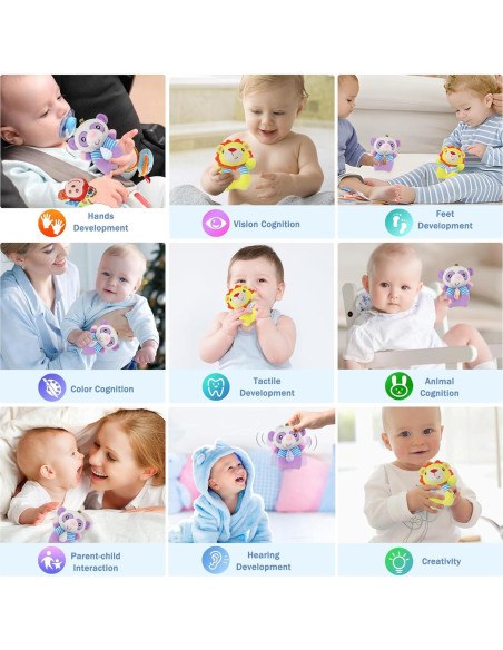 Sonajeros de Calcetines para Bebés Taoyi 2 Piezas Animales