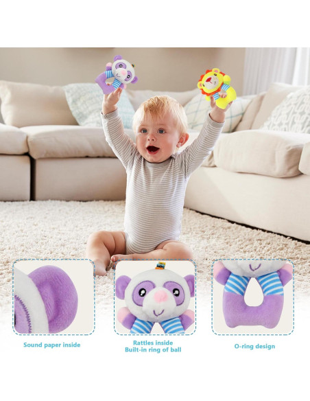 Sonajeros de Calcetines para Bebés Taoyi 2 Piezas Animales