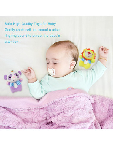 Sonajeros de Calcetines para Bebés Taoyi 2 Piezas Animales