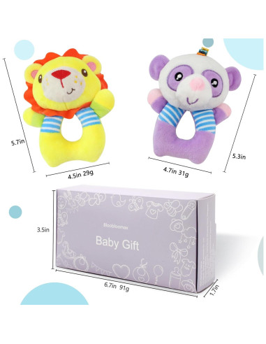 Sonajeros de Calcetines para Bebés Taoyi 2 Piezas Animales