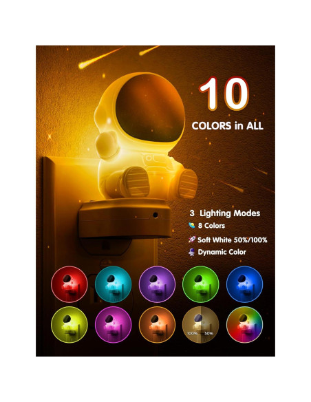 Luz Nocturna LED Astronauta LOHAS 3D Enchufable RGB 3000K