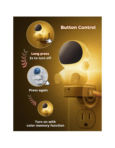 Luz Nocturna LED Astronauta LOHAS 3D Enchufable RGB 3000K