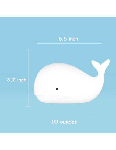 Luz Nocturna de Silicona TriPro Ballena 7 Colores 18.8x8.9cm