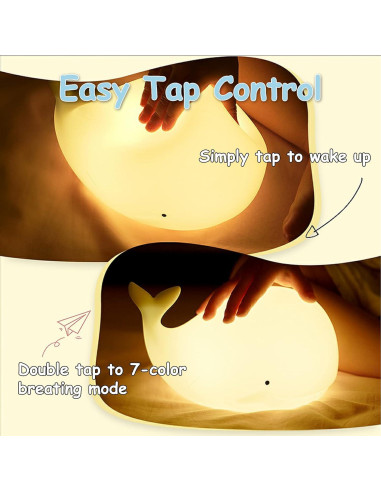 Luz Nocturna de Silicona TriPro Ballena 7 Colores 18.8x8.9cm