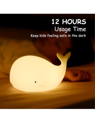 Luz Nocturna de Silicona TriPro Ballena 7 Colores 18.8x8.9cm