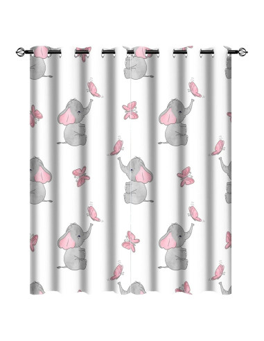 Cortinas Blackout Grommet Zmcongz Elefante 53x114 cm