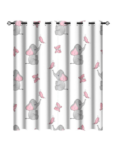 Cortinas Blackout Grommet Zmcongz Elefante 53x114 cm