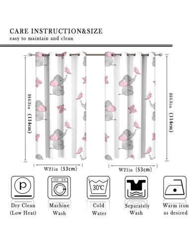 Cortinas Blackout Grommet Zmcongz Elefante 53x114 cm