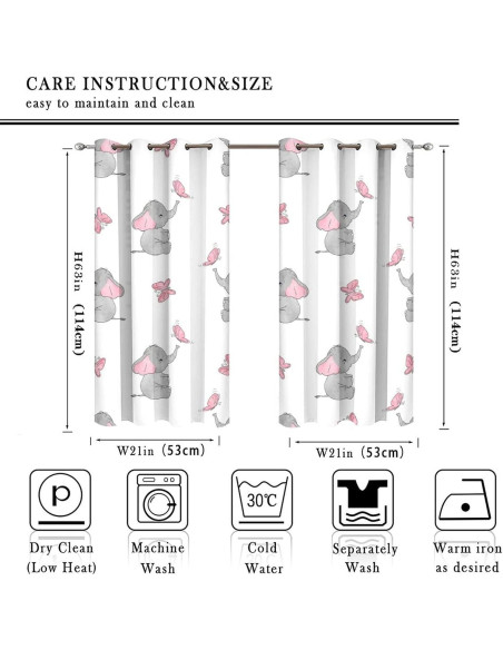 Cortinas Blackout Grommet Zmcongz Elefante 53x114 cm