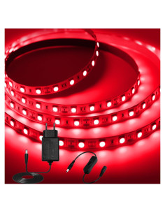 Tira LED 12V Roja SMD5050 5M con Adaptador y Interruptor